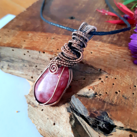 Crackle Quartz Copper Wire Wrap Pendant