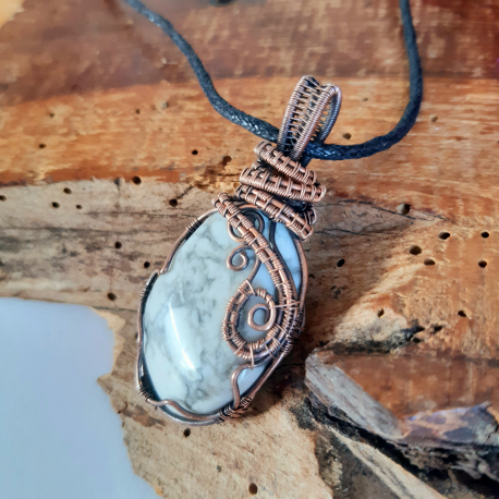 White howlite Copper Wire Wrap Pendant