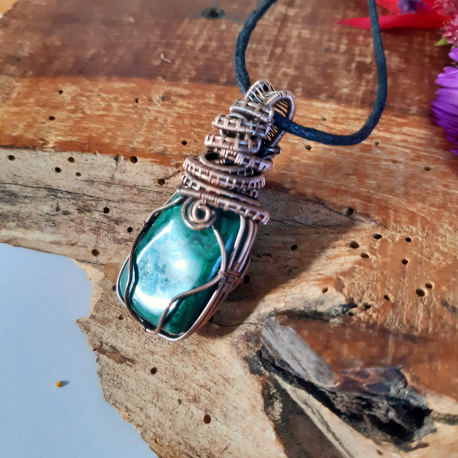 Malachite Copper Wire Wrap Pendant