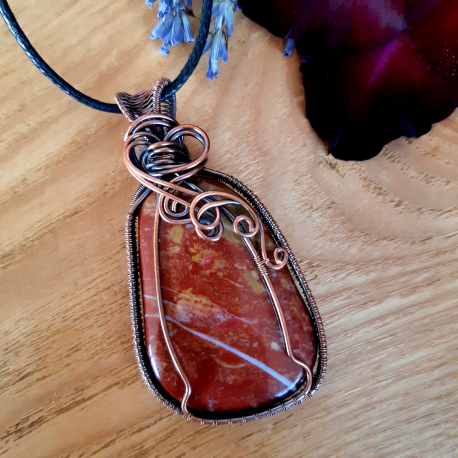 Red Jasper Copper Wire Wrap Pendant