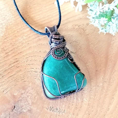 Green Aventurine Copper Wire Wrap Pendant