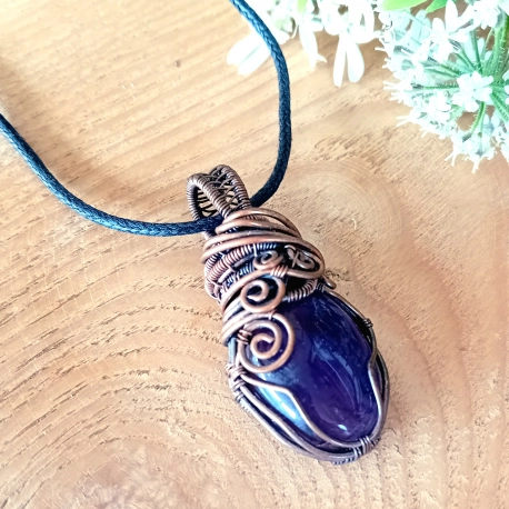 Amethyst Copper Wire Wrap Pendant