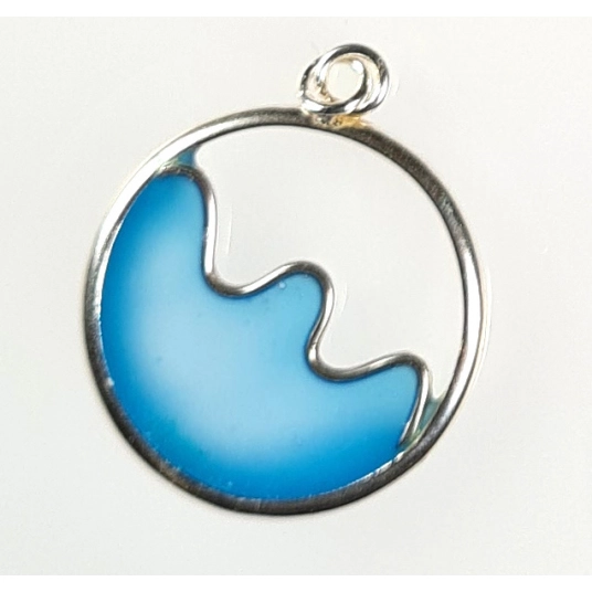 Silver Circle, 25mm, infilled, with resin - big wave