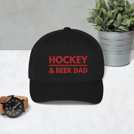 Hockey & Beer Dad Trucker Cap