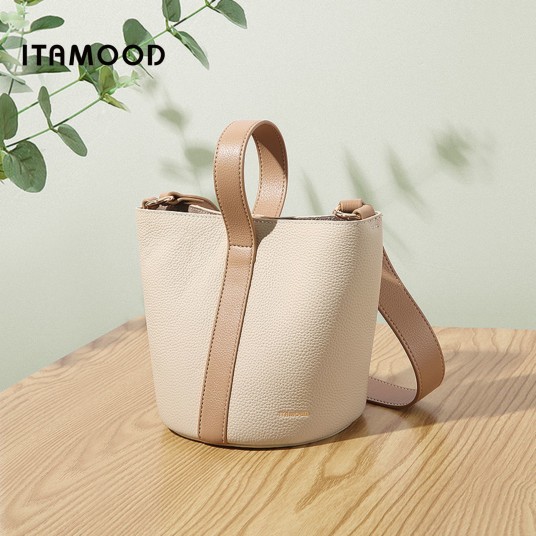 ITAMOOD Genuine Leather Bucket Bag Vintage Women Shoulder Bag Purses Mini Handbag Fashion Underarm Bag Valentine's Day Gift