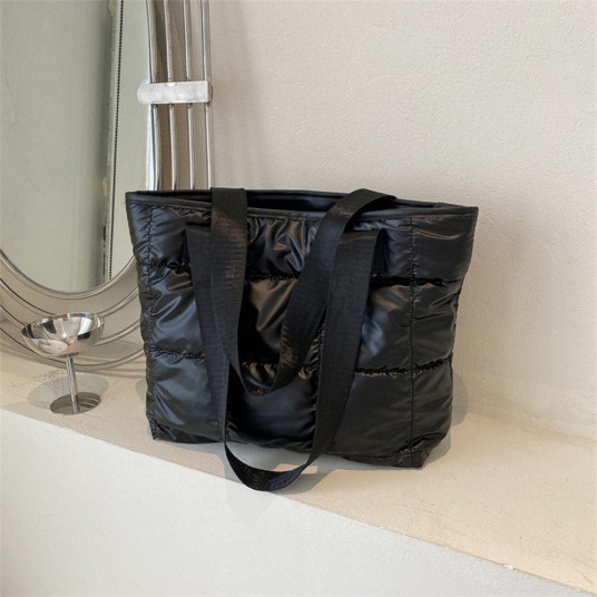 Fashion Ladies Tote Handbags Large Capacity Cotton Padded Purses Handbags Rhombus Portable Handbag Quilted Solid for Office Work