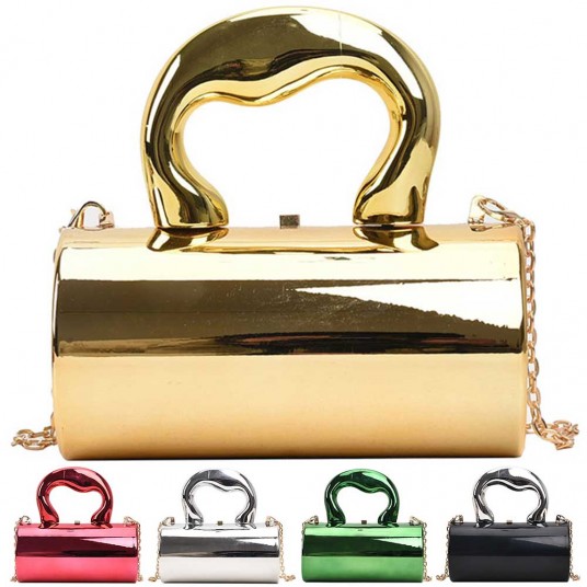Women's Handbag Bags For Women 2024 Party Clutches Fashion Cylinder Mini Evening Purse Crossbody Shoulder Bag Gold Box Clutch