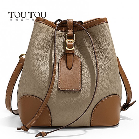 TOUTOU Niche Design Colorblock Bucket Bag, All-Match Drawstring Abg For Worek, Classic Shoulder Bag