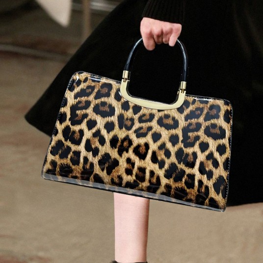 Fashionable and elegant leopard print glossy handbag, personalized retro PU diagonal cross bag