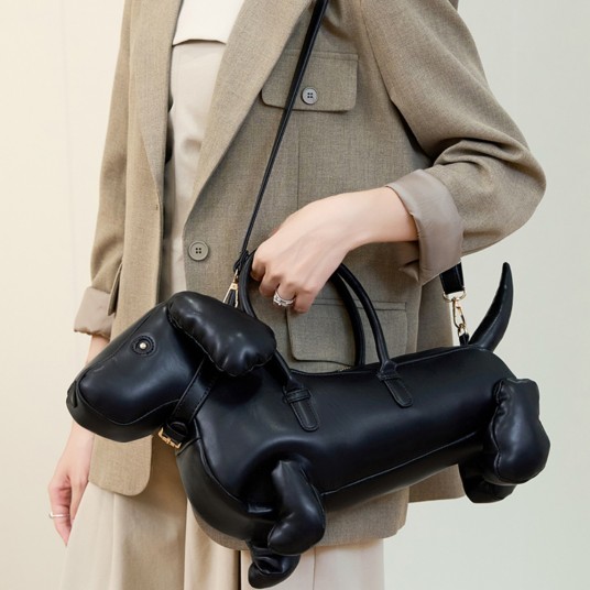 Fashionable and creative sausage dog shaped handbag with cute retro personality single shoulder crossbody bag