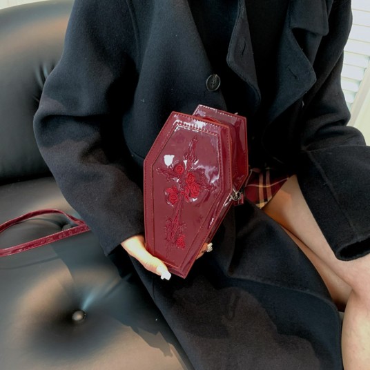 Women Coffin Satchel Purse Cartoon Gothic Crossbody Bag Versatile Rose Crossbody Pouch Y2K Cellphone Bag Halloween Purse