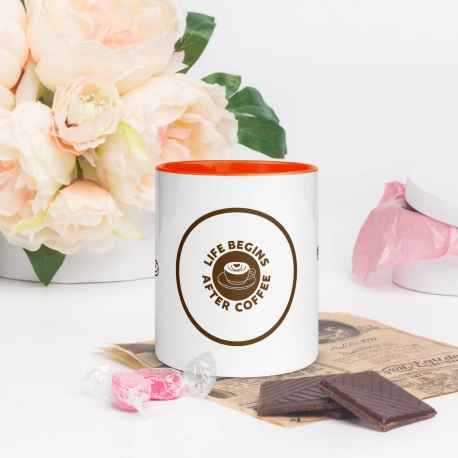 White Ceramic Mug with Color Inside
