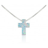 Cross Necklace  14 to 22 Inch White Opal
