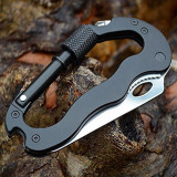High Quality 5 In 1 Outdoor Survival Steel Camping Climbing Multifunctional Knife Screwdriver Carabiner