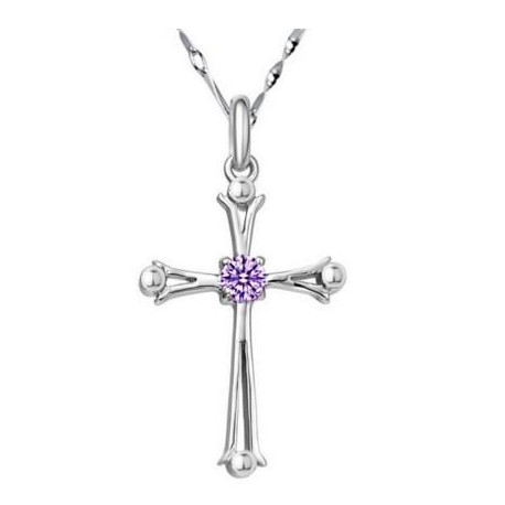 5mm Cubic Zirconic Daily Style (Just pendant) - Sterling Silver Chic Cross Crystal Silver Pendant Crucifix