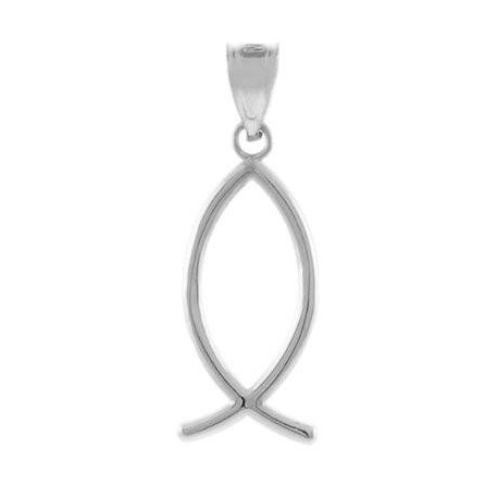Ichthus Christian Vertical Fish Pendant 925 Sterling Silver