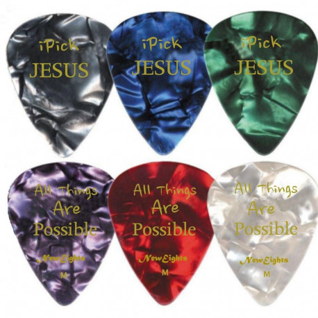 Assorted Colorful Set - Best Gifts for Guitarists, Worship Team, Christian Ministry, Jewelry Crafters, Pastors-i Pick Jesus Gui