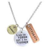 Inspirational Tri Toned Stamped Charm Plates on 20" Link Chain Necklace  Keep It Sensational Stamped with Love