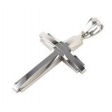 Mens Polished Stainless Steel Silver Cross Pendant Necklace 22 Inches Chain HZman