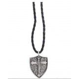 Braided Cord Necklace Roman 1.25" Armor of God Pendant on 20" Black