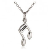 Necklace, 18" Bob Siemon Plated Pewter Music Note Pendant