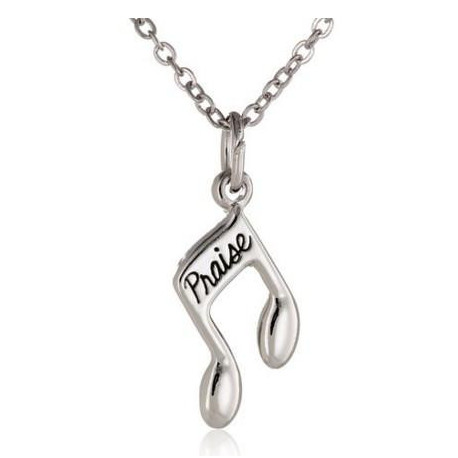 Necklace, 18" Bob Siemon Plated Pewter Music Note Pendant