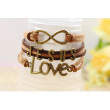 New Jesus & Love Leather Charm Bracelet  (Great Gift!)