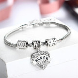 New silver plated charm Heart Nurse bracelet Austrian crystal jewelry