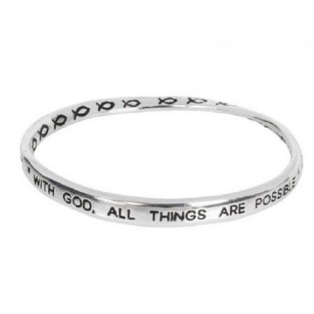 Tone With God All Things are Possible Twist Bangle Bracelet Heirloom Finds Silver