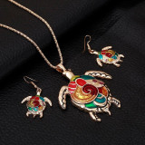 Tortoise Necklace & Pendant Drop Earrings For Ladies Girl Silver or Gold Plated