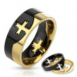 Two Tone Cross Puzzle Ring  STR0159 Stainless Steel