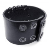 Wide Cross Bangle, 78 inch Adjustable, Black  KONOV Jewelry Mens Leather Bracelet