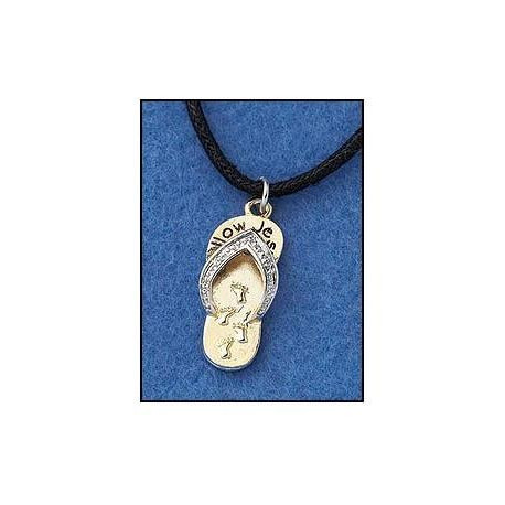 With 16 Inch Cord Necklace  Christian Faith Jewelry InchFollow Jesus Inch Footprints in the Sand Sandal Shape Pendant