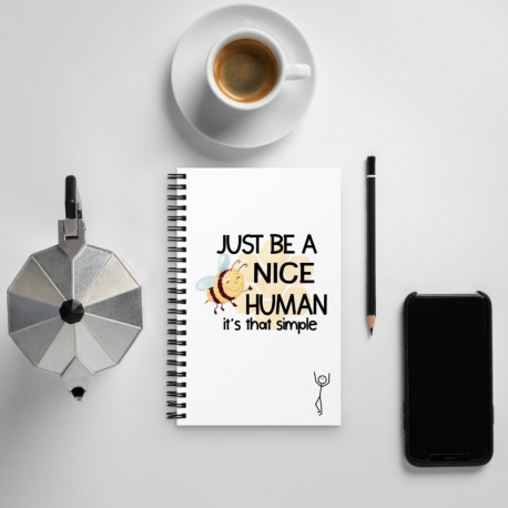 Be a Nice Human - White Spiral notebook