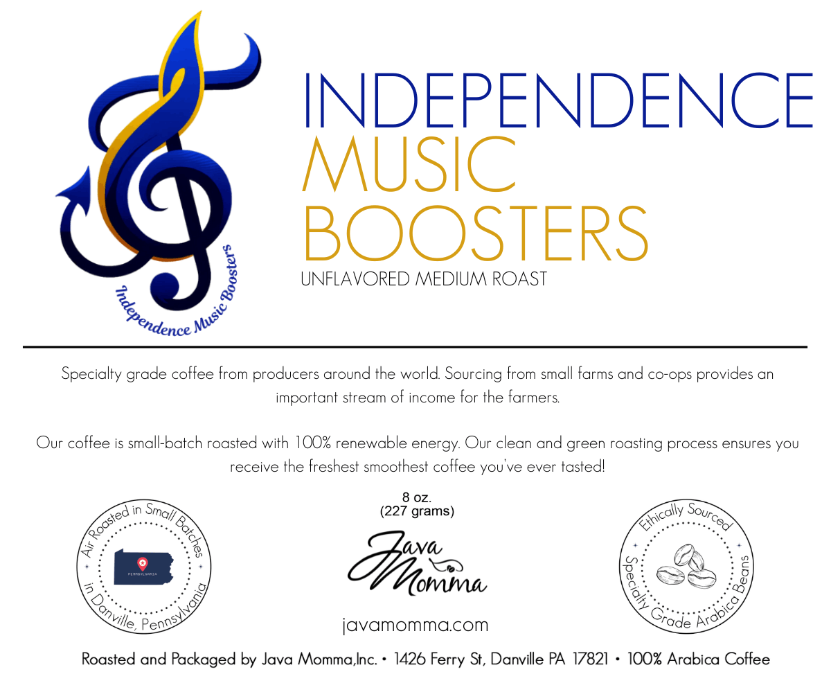 Independence Music Boosters Exclusive Coffee Blend Label