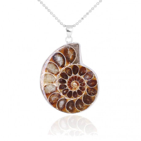 Natural Stone Ammonite Fossil Pendant Necklace