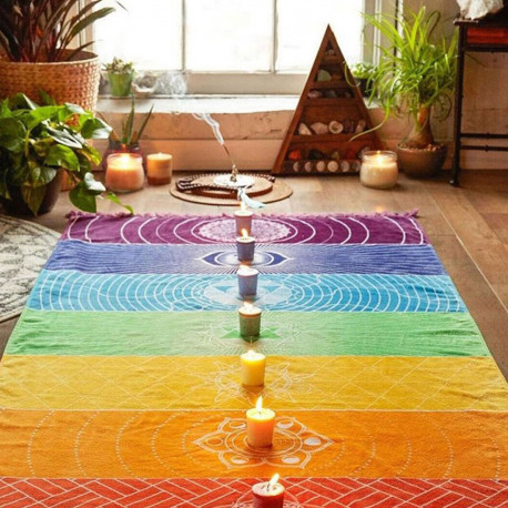 7 Chakra Mandala Yoga Tapestry Blanket