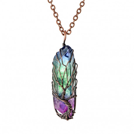 Tree of Life Quartz Crystal Healing Pendant Necklace
