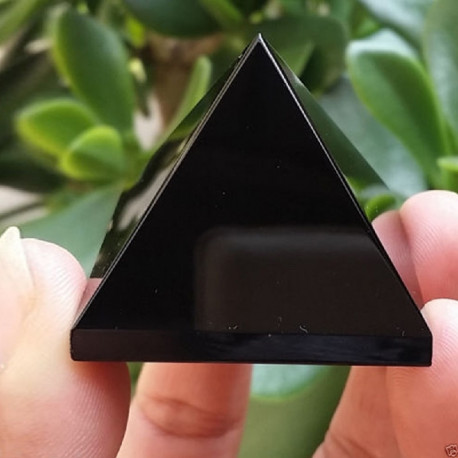 Natural Obsidian Quartz Crystal Pyramid