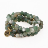 Natural 108 Green Onyx Buddha Mala Bead Bracelet