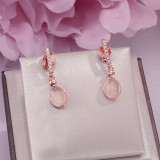 Natural Rose Quartz 925 Sterling Silver Necklace and Earrings Heart Healing Set