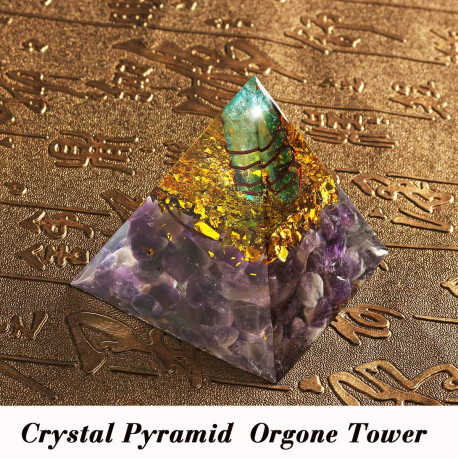 Crystal Amethyst Energy Circle Healing Orgone Pyramid