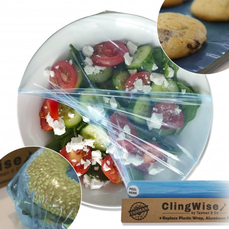 Reusable Food Wrap, Cling Film, Baking Sheet - Better than Beeswax Food Wrap, Sustainable 100% Food Grade Silicone (Blue)