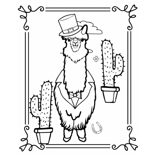Llama Colouring Pages for Kids Vol- 4