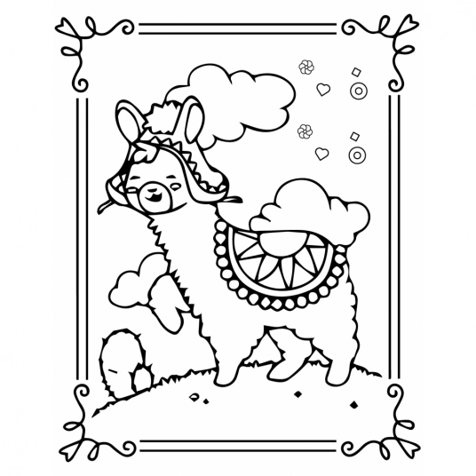 Llama Colouring Pages for Kids Vol- 5