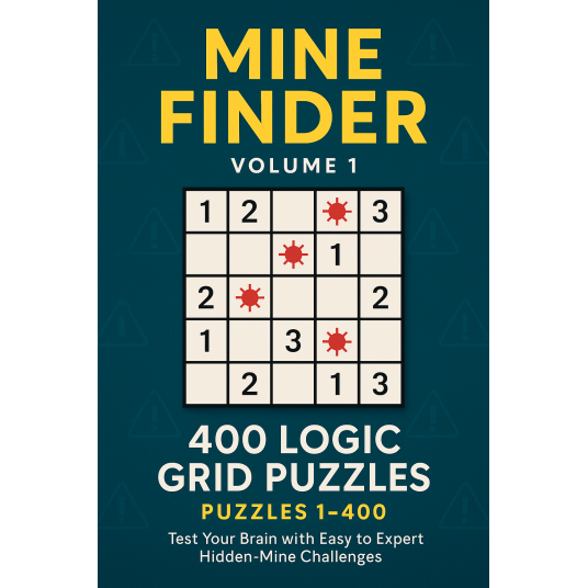 Mine Finder: Volume 1 – 400 Logic Grid Puzzles, A Premium Hidden-Mine Logic Puzzle Book for Adults