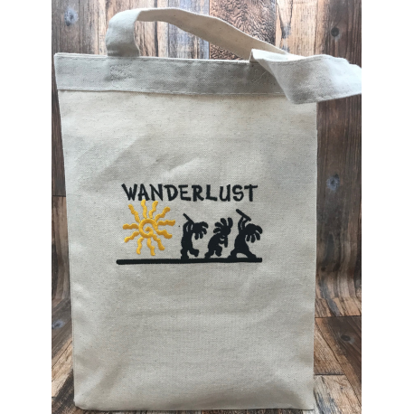 Southwest Style Wanderlust Kokopelli Embroidered Tote Bag
