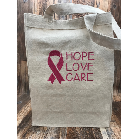 Hope Love Care Embroidered Canvas Bag Carry the Message of Hope, Love, and Care with this Embroidered Canvas Tote Bag