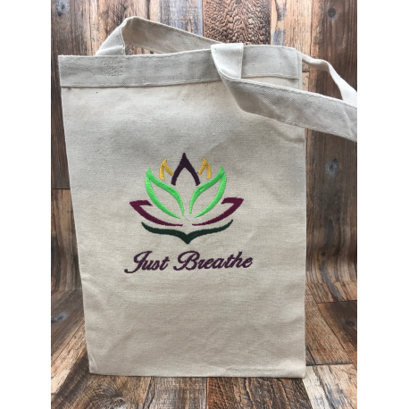 Just Breathe Embroidered Canvas Bag Stay Centered With Our Just Breathe Embroidered Canvas Bags