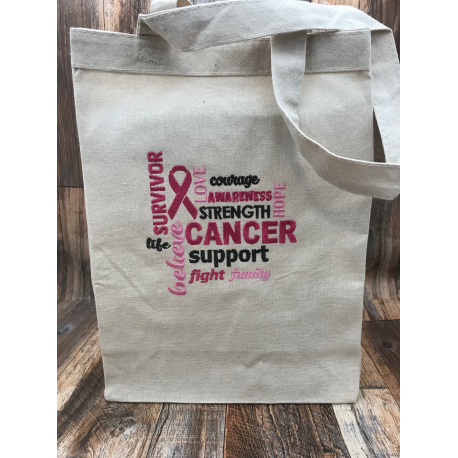 Cancer Support Embroidered Canvas Tote Bag Powerful Message and Motivational Quote for Cancer Fighters and Survivors
